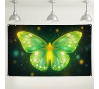 Sfondo da parete verde farfalla, elegante decorazione artistica della natura, vivace sfondo fotografico per interni ed esterni, per eventi e feste, 180 x 109 cm
