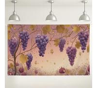 Sfondo da parete vibrante a forma di uva, decorazioni artistiche viola per feste, elegante sfondo fotografico per eventi, celebrazioni autunnali a tema raccolta autunnale, 180 x 109 cm