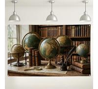 Sfondo da parete vintage a forma di mappamondo, sfondo fotografico decorativo con mappa antica della terra, decorazione retrò per sala studio interno/esterno, 180 x 109 cm