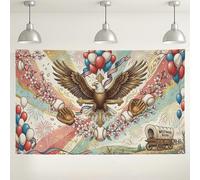 Sfondo da parete vintage con aquila e baseball, decorazioni per feste americane, sfondo fotografico per interni ed esterni, per feste ed eventi, 180 x 109 cm