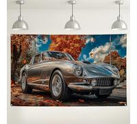 Sfondo da parete vintage con auto classica, sfondo fotografico automobilistico retrò, elegante esposizione di immagini per interni ed esterni per eventi, decorazioni per spettacoli automobilistici