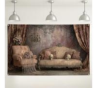 Sfondo da parete vintage gotico floreale, eleganti decorazioni spettrali per feste di Halloween, sfondo fotografico antico per interni ed esterni, per eventi, 180 x 109 cm