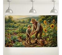 Sfondo da parete vintage per giardinaggio, decorazioni floreali rustiche, girasole verde, per esterni/interni, per eventi fotografici, 180 x 109 cm