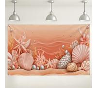 Sfondo decorativo a tema corallo subacqueo, spiaggia tropicale, sfondo fotografico, ispirato all'oceano, decorazione per feste per eventi estivi, 180 x 109 cm