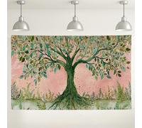 Sfondo decorativo da parete con albero della vita, decorazione artistica da parete ispirata alla natura, foglie verdi, sfondo per eventi fotografici, decorazione ecologica per interni ed esterni, 180
