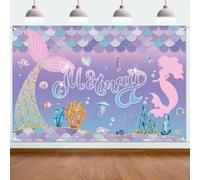 Sfondo decorativo per feste di compleanno a forma di Little Mermaid, principessa, squame di sirena, code e accessori per Under The Sea, ragazze