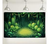 Sfondo della foresta incantata, stile artistico magico per decorazioni per feste per bambini, ideale per cabine fotografiche, feste di compleanno primavera/estate, 180 x 109 cm