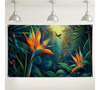 Sfondo della giungla tropicale, vivace flora esotica natura sfondo fotografico, decorazione estetica per interni ed esterni, perfetto per eventi estivi e celebrazioni, 180 x 109 cm