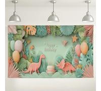 Sfondo di compleanno a tema dinosauro, graziose decorazioni per feste in stile giungla, perfetto per fotografie feste di compleanno per bambini, celebrazioni estive, 180 x 109 cm