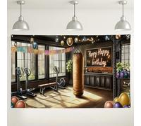 Sfondo di compleanno per fitness, divertenti decorazioni per feste in palestra, sfondo da parete a tema sportivo per celebrazioni, decorazione per eventi in studio di esercizi, 180 x 109 cm