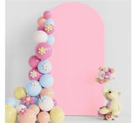 Sfondo di copertura dell'arco di nozze Tessuto semicerchio Spandex Copriarco montato Sfondo elastico per festa di compleanno Cerimonia Banchetto Rosa chiaro