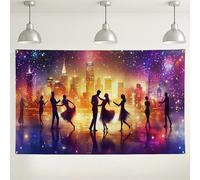 Sfondo di danza notturna della città, decorazioni per feste con silhouette urbana scintillante, sfondo fotografico per eventi, forniture per feste di festa, 180 x 109 cm