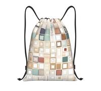 Sfondo di design marmo oro rosa Titolo: Borsone leggero con coulisse - Sacca da palestra pieghevole impermeabile con tracolla regolabile, ideale per sport, yoga, viaggi e scuola, Nero , S