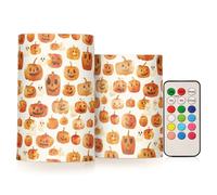 Sfondo di Halloween con spaventoso zucca LED candele senza fiamma a batteria con telecomando e timer per festa di nozze decorazione vacanza 2 pezzi
