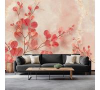 Sfondo Di Marmo Foglie Rosse Carta da Parati In Tessuti non Tessuti 500 x 280 cm Murali, Rosa Fotomurale Murale Soggiorno Camera da Letto Cameretta Dei Bambini Decorazione