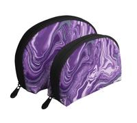 Sfondo Di Marmo Viola Scuro, Borsa per trucco a conchiglia Portamonete da donna Borsa da toilette piccola Borsa per cosmetici 2 pezzi