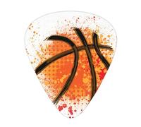 Sfondo dipinto astratto arancione di basket,12 pezzi di plettri per chitarra, 3 plettri di diverso spessore per chitarra acustica, basso, ukulele