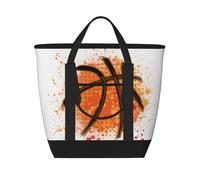 Sfondo dipinto astratto arancione di basket,Borsa porta pranzo grande capacità isolata per donne e uomini, lavoro, picnic, viaggi