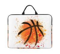 Sfondo dipinto astratto arancione di basket, Custodia per laptop da 14 pollici, borsa per notebook, custodia per laptop, valigetta con maniglia