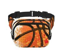 Sfondo dipinto astratto arancione di basket, Marsupio quadrato a doppio strato, borsa da viaggio, marsupio casual