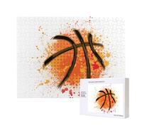 Sfondo dipinto astratto arancione di basket,Puzzle in legno da 500 pezzi, gioco di famiglia, puzzle per adulti e adolescenti, decorazioni per la casa