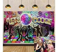 Sfondo discoteca Banner Discoteca Decorazioni per feste anni '70 '80 e '90 Discoteca Hot Ballerini Sfondo, Let's Glow Crazy Shining Neon Night Retro Compleanno Forniture per feste foto (6x4FT)