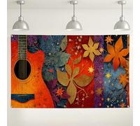 Sfondo floreale a forma di chitarra, decorazioni artistiche vintage bohémien, sfondo fotografico per feste, eventi autunnali, forniture per festival musicali, 180 x 109 cm