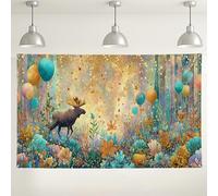 Sfondo floreale a palloncino con alci, decorazione colorata per feste e celebrazioni, decorazione per eventi primaverili/estivi, 180 x 109 cm