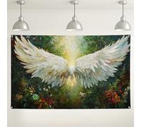 Sfondo floreale con ali d'angelo, decorazione fotografica ispirata alla natura sognante, sfondo etereo per eventi interni ed esterni, per feste, celebrazioni stagionali primaverili, 180 x 109 cm