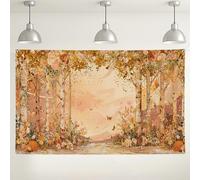 Sfondo floreale con foresta autunnale, sfondo fotografico rustico per eventi autunnali, decorazioni a tema bosco per il Ringraziamento e Halloween, 180 x 109 cm