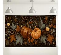 Sfondo floreale con zucca autunnale, decorazioni vintage dal design rustico, sfondo fotografico per eventi del Ringraziamento, Halloween, 180 x 109 cm