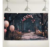 Sfondo floreale da giardino, decorazione romantica per feste all'aperto, scena di matrimonio incantata per eventi fotografici, 180 x 109 cm