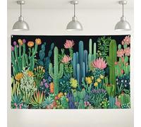 Sfondo floreale da parete con cactus, piante tropicali del deserto colorato, decorazioni per feste, sfondo per foto succulente per interni/esterni, per eventi, forniture per feste estive, 180 x 109 cm