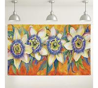 Sfondo floreale della passione, sfondi artistici floreali vivaci, decorazioni fotografiche con piante colorate, ideale per feste di primavera, eventi a tema giardino, 180 x 109 cm