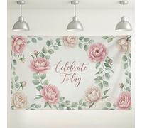 Sfondo floreale per celebrazioni, design ad acquerello con peonie color pesca, decorazioni per feste, sfondo fotografico per interni ed esterni, per eventi, compleanni e matrimoni, 180 x 109 cm