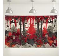 Sfondo floreale spettrale di Halloween, decorazioni gotiche scure per feste, sfondo casa stregata per fotografia, forniture per eventi festivi autunnali, 180 x 109 cm
