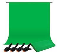 Sfondo Fotografico 2 x 3M Fondale per Foto e Video Schermo Verde Professionale da Studio con 4 Clip, Green Screen Portatile e Pieghevole a Croma Telo Chroma Key per TV, Zoom, YouTube, Riunioni Online