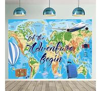 Sfondo fotografico a tema viaggio avventura attende compleanno sfondo Let the Adventure Begin World Travel Graduazione Baby Shower Party Decor forniture (2,3 x 1,8 m (230 x 180 cm)