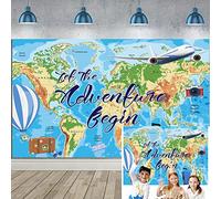 Sfondo fotografico a tema viaggio Avventura Awaits Compleanno Sfondo Let The Adventure Begin World Travel Graduazione Baby Shower Party Decorazioni Forniture (180x101,6 cm)