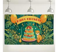 Sfondo fotografico colorato a tema giungla, con scritta "Happy Birthday", vivace decorazione per feste di compleanno, per interni ed esterni, 180 x 109 cm
