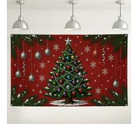 Sfondo fotografico con albero di Natale, decorazioni per scene festive, rosso e verde, per interni ed esterni, per feste e celebrazioni invernali, 180 x 109 cm