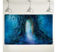 Sfondo fotografico con foresta mistica, scena della natura incantata, ideale per feste, eventi e celebrazioni stagionali, 180 x 109 cm
