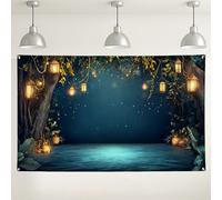 Sfondo fotografico con lanterne incantevoli, paesaggi magici della natura per eventi, cornice decorativa rustica per matrimoni e celebrazioni, 180 x 109 cm