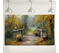 Sfondo fotografico con paesaggio autunnale, paesaggio autunnale, decorazioni stagionali per feste all'aperto per eventi del Ringraziamento, 180 x 109 cm