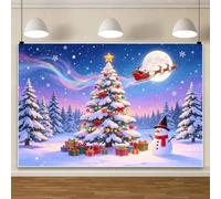 Sfondo fotografico natalizio con neve per feste di Capodanno 6x3m