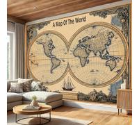 Sfondo Fotografico Progettazione Mappe 350L×256Acm Sfondo Salotto Camera Da Letto Ufficio Corridoio Decorazione Murali Decorazione - Mappa Mondo Antico - Beige