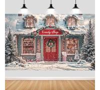 Sfondo fotografico rosso per negozi di Natale, 6 x 3 m, sfondo per foto invernali, neve, negozio di caramelle, sfondo fotografico, per bambini, famiglia, Natale, vacanze, feste, ritratti, studio