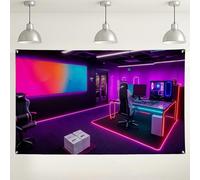 Sfondo futuristico per sala da gioco, sfondi in stile tecnico luminoso al neon, forniture moderne per cabina fotografica da ufficio, perfetto per feste ed eventi di gioco, 180 x 109 cm