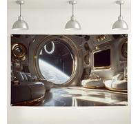 Sfondo futuristico per stanza spaziale, decorazioni per interni a tema fantascienza, sfondo fotografico moderno per eventi, decorazione per la casa ispirata alla galassia, ideale per feste spaziali e