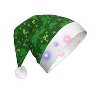 Sfondo Giorno Di San Patrizio Glitter Stampa Cappello Di Babbo Natale Con Luci A Led, Divertenti Cappelli Di Natale Per Adulti Per Il Nuovo Anno Vacanza Party Forniture